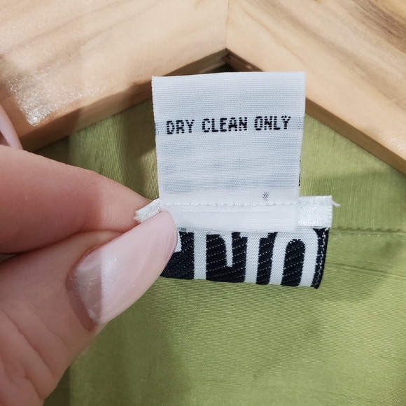 CLIO 100% Silk Top & Pants Set Green Wrap Top Black Pants Size S Top Size 4 Pant - Picture 6 of 16